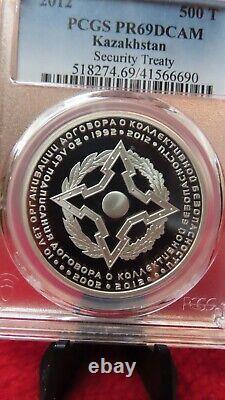 Kazakhstan 2012 Security Treaty Organization PCGS PR PF 69 1oz Silver 500 Tenge