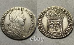 King Ludwig XIIII Rare Original silver coin Europe FRANCE 1661AD I crown spades