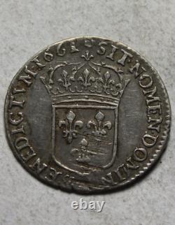 King Ludwig XIIII Rare Original silver coin Europe FRANCE 1661AD I crown spades