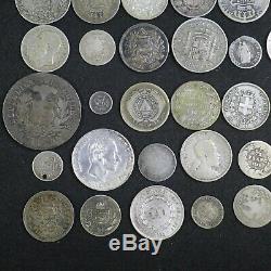 LOT OF 60 Different Silver 1800's (19th Century) FOREIGN SILVER WORLD COINS
