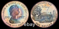 Large Silver Coin 1977 New Zealand Waitangi Day Dollar NGC PR68 DCAM Cameo Proof
