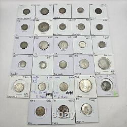 Lot Of 28 World Silver Coins China, Eygpt, U. K, Brazil, Sweden, Venezuela