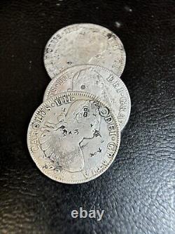 Lot Of 3 Mexico 8 Reales Silver Coin Carlos IIII Spanish Colonial Chopmarked