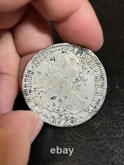 Lot Of 3 Mexico 8 Reales Silver Coin Carlos IIII Spanish Colonial Chopmarked