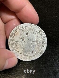 Lot Of 3 Mexico 8 Reales Silver Coin Carlos IIII Spanish Colonial Chopmarked
