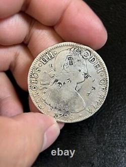 Lot Of 3 Mexico 8 Reales Silver Coin Carlos IIII Spanish Colonial Chopmarked