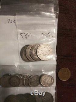 Lot Of Vintage Foreign World Silver Coins. A Lot Of Variety