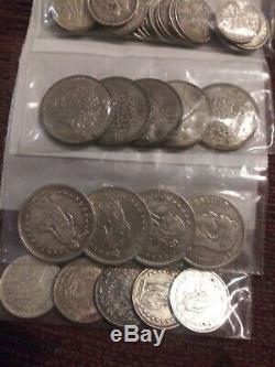 Lot Of Vintage Foreign World Silver Coins. A Lot Of Variety