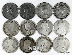 Lot Silver Coins (54) World Coins Foreign. 1721 up to 1960's. Mostly from Canada