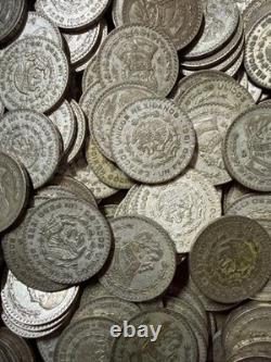 Lot of 100 Mexico's Last Silver Coin The 1957-1967 Un Peso 10% Silver