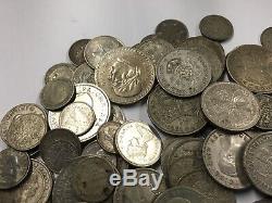 Lot of 100 Silver Coins from around the World 525 grams