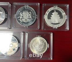 Lot of 2011 Somalia Elephant, Panda, Philharmonic, Sower, Rand Silver Coins