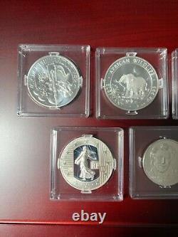 Lot of 2011 Somalia Elephant, Panda, Philharmonic, Sower, Rand Silver Coins