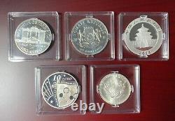 Lot of 2011 Somalia Elephant, Panda, Philharmonic, Sower, Rand Silver Coins
