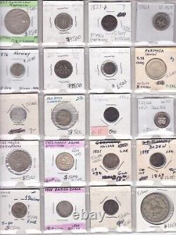 Lot of 20 Foreign Coins, mix dates, countries, denominations, some silver