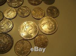 Lot of 20 Large Foreign World SILVER Coins-12.8 Ounces -High Grade