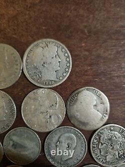 Lot of 25 Silver Coins Foreign Collection Shilling/Mark/Francs/ Etc
