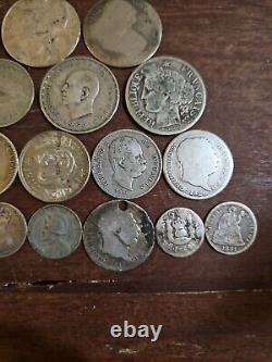 Lot of 25 Silver Coins Foreign Collection Shilling/Mark/Francs/ Etc