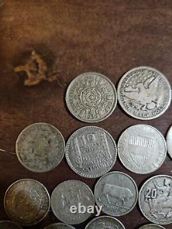 Lot of 25 Silver Coins Foreign Collection Shilling/Mark/Francs/ Etc