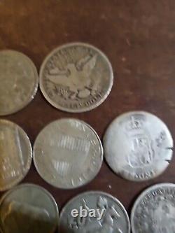 Lot of 25 Silver Coins Foreign Collection Shilling/Mark/Francs/ Etc