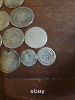 Lot of 25 Silver Coins Foreign Collection Shilling/Mark/Francs/ Etc