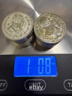 Lot of 30 Mexico's Last Silver Coin The 1957-1967 Un Peso 10% Silver