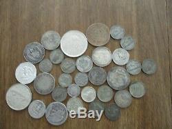 Lot of 32 Silver US and World Coins-9 Ounces-Mostly Circulated