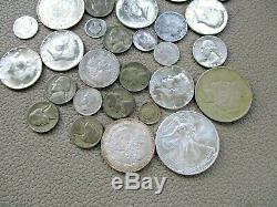 Lot of 34 Silver US and World Coins-10 Ounces-Mostly Circulated