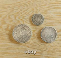 Lot of 3 European Silver Collectible Coins France & Belgium