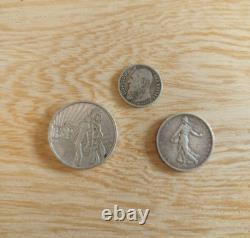 Lot of 3 European Silver Collectible Coins France & Belgium