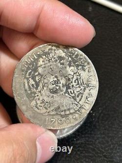 Lot of 3 Mexico 8 Reales Spanish Colonial Carlos Chopmarked Silver Coin