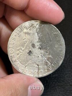 Lot of 3 Mexico 8 Reales Spanish Colonial Carlos Chopmarked Silver Coin