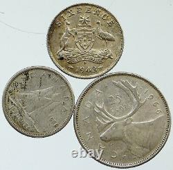 Lot of 3 Silver WORLD COINS Authentic Collection Vintage Group DEAL GIFT i115443