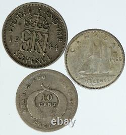 Lot of 3 Silver WORLD COINS Authentic Collection Vintage Group DEAL GIFT i115475