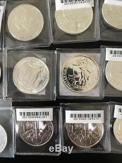 Lot of 40 1 oz Silver Coins From All Over The World