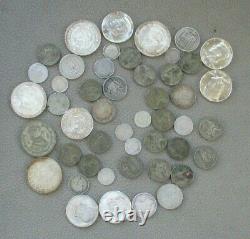 Lot of 48 Silver US and World Coins-10.6 Ounces-Mostly Circulated