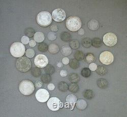 Lot of 48 Silver US and World Coins-10.6 Ounces-Mostly Circulated