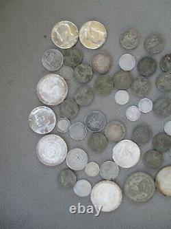 Lot of 48 Silver US and World Coins-10.6 Ounces-Mostly Circulated