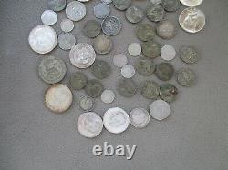 Lot of 48 Silver US and World Coins-10.6 Ounces-Mostly Circulated