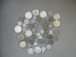 Lot of 48 Silver US and World Coins-10.6 Ounces-Mostly Circulated