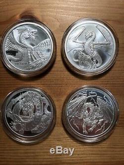 Lot of 4 World Of Dragon Series 1 Ounce Silver Coins Provident metals Series