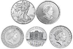 Lot of 5 2016 1oz Silver Coins from Around the World