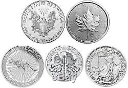 Lot of 5 2016 1oz Silver Coins from Around the World