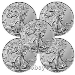 Lot of 5 2022 American Silver Eagle $1 Coin 999 Silver BU