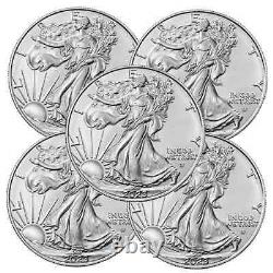 Lot of 5 2023 $1 American Silver Eagle 1 oz BU