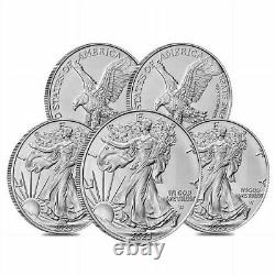 Lot of 5-2023 $1 American Silver Eagle 1 oz BU