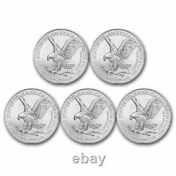 Lot of 5 2023 American Silver Eagle $1 Coin 1 oz. 999 Fine Silver BU
