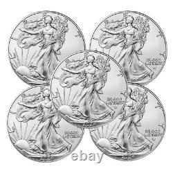 Lot of 5 2024 $1 American Silver Eagle 1 oz BU