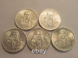 Lot of 5 Mexico Silver Cien Pesos, 2 1977 & 3 1978