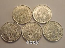 Lot of 5 Mexico Silver Cien Pesos, 2 1977 & 3 1978